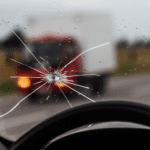 Damaged windshield cracked scaled